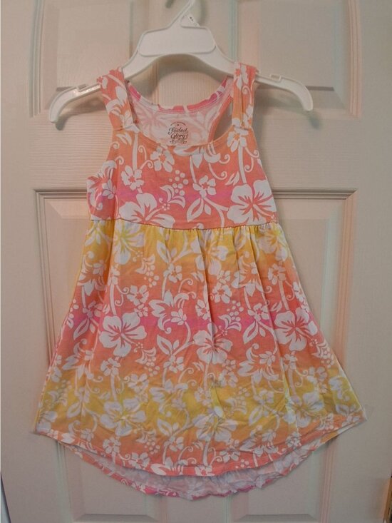 Faded Glory Other - Faded Glory Girls Sleeveless Floral Dress Size 6-6X Orange Pink Yellow